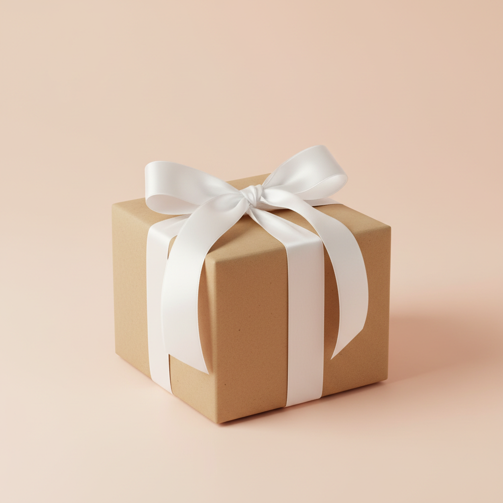 Baby Gift Bundle - kraft brown gift box with white ribbon